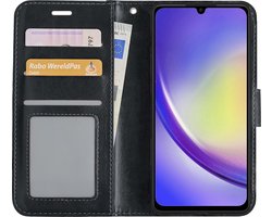 Hoesje - Met Pasjeshouder - Geschikt voor Samsung Galaxy A34 - Luxe Bookcase Portemonee - Flip Case - Kunstleer Book Case - Flipcase - Book Cover - Walletcase - Portemonneehoes - Zwart
