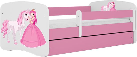 Kocot Kids - Bed babydreams roze prinses paard met lade met matras 180/80 - Kinderbed - Roze