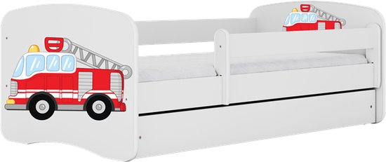 Kocot Kids - Bed babydreams wit brandweer met lade met matras 180/80 - Kinderbed - Wit
