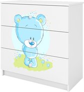 Kocot Kids - Ladekast babydreams wit blauw teddybeer - Halfhoge kast - Blauw