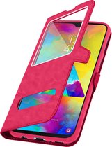 Geschikt voor Samsung Galaxy M20 Vensterhoes met Video Support roze