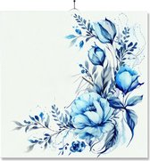 Tegel Met Opdruk | Kado | Cadeau | Delfs blauwe bloemen