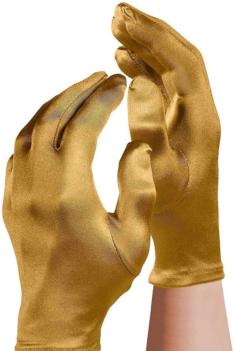 Apollo - Satijnen handschoen - Gala handschoenen - 20 cm - Goud - One size  - Lange... | bol.com