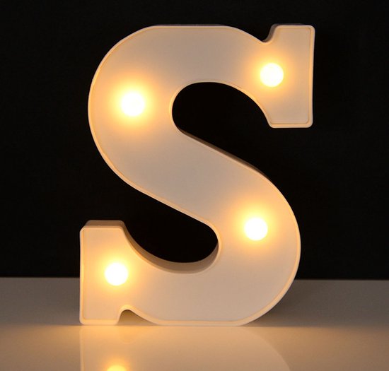 Lichtgevende Letter S - 16 cm - Wit - LED