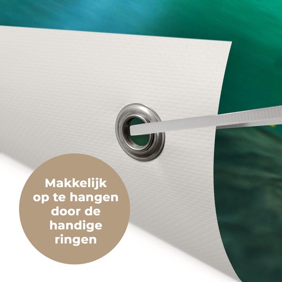 Poster de jardin Cascade - arbre - Rouge - Automne - Water - 40x80 cm - Décoration murale Outdoor - Poster de jardin - Toile de jardin - Poster de clôture - Tableau de jardin