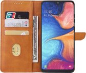 Geschikt voor Samsung Galaxy A20E Telefoonhoesje Kunstleer met Magnetisch lipje en Pasjeshouder Book Case met Klepje - Bruin - Smartphonica geschikt voor Samsung Galaxy A20e