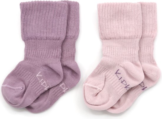 KipKep Blijf-sokjes - babysokjes - Pastel Violet - Maat 0-6 maanden - lila, paars - 2-pack - zakken niet af