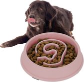 Relaxdays anti-schrokbak voor honden - 650 ml - tegen schrokken - eetbak - kunststof - roze