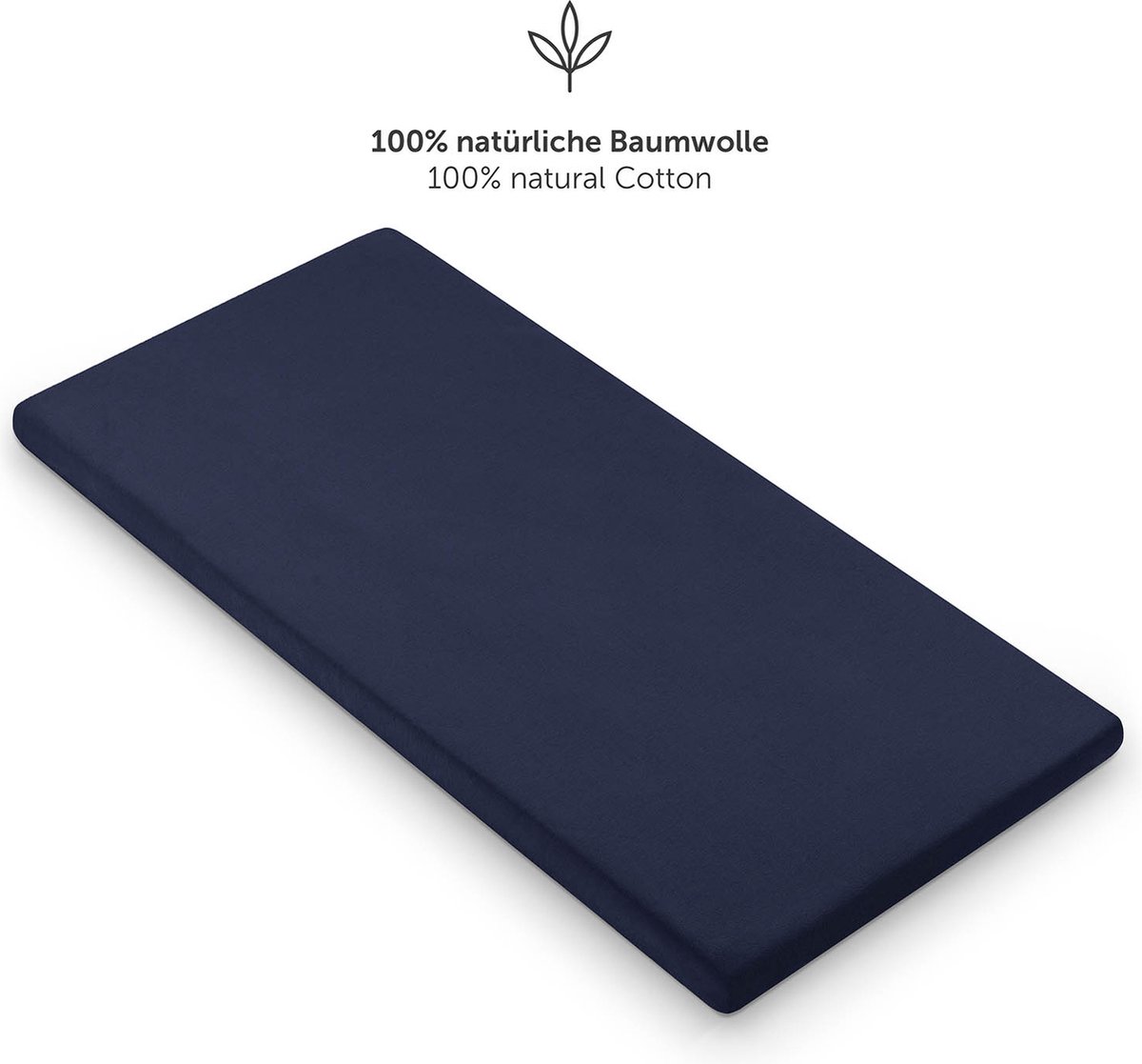 Laleni Jersey Baby/Kind Hoeslaken - Actief Ademend - Oeko-Tex Certificeerd - Babybed, Wieg, Kinderbed 100 x 100 x 10cm, donker oceaanblauw, vierkant