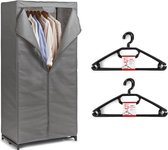 Mobiele kledingkast met kleding hangers - enkele stang - kunststof - grijs - 50 x 160 x 75 cm