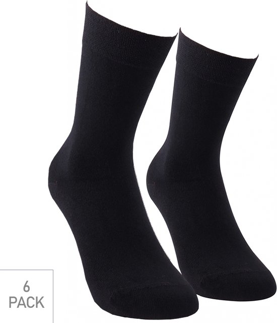 Deux chaussettes unies noires, lot de 6.