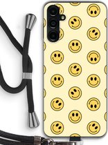 Case Company® - Coque Samsung Galaxy A14 avec cordon - Smiley N°2 - Coque de téléphone avec cordon Zwart - Protection sur tous les côtés et sur le bord de l'écran