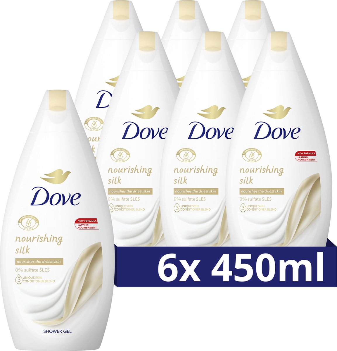 Dove Nourishing Silk Douchegel - 6 x 450 ml - Voordeelverpakking