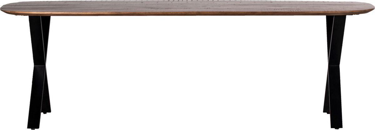 Eettafel Deens Ovaal 200cm - Mangohout & Metaal - Bruine Tafel Gordon