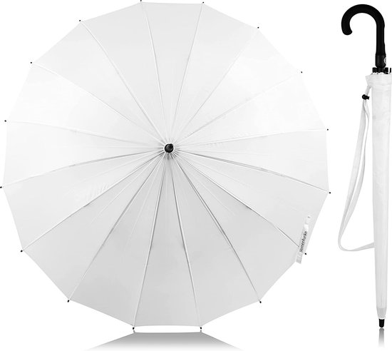 Parapluie blanc grand diamètre XXL 120 cm grand parapluie élégant, stable  et résistant... | bol.com