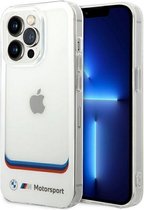 BMW M Transparent Center Back Case - Geschikt voor Apple iPhone 14 Pro Max (6.7") - Wit