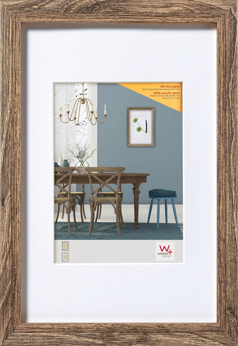 Walther Fiorito - MDF Houten lijst - Fotoformaat 40x50 cm - Kunstglas - Okkernoot