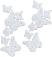 Pro Garden tuin/wand decoratie vlinders - 2x - metaal - wit - 30 x 65 cm