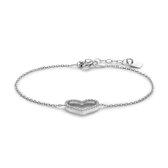 Twice As Nice Armband in zilver, open hartje met zirkonia Wit 16 cm+3 cm