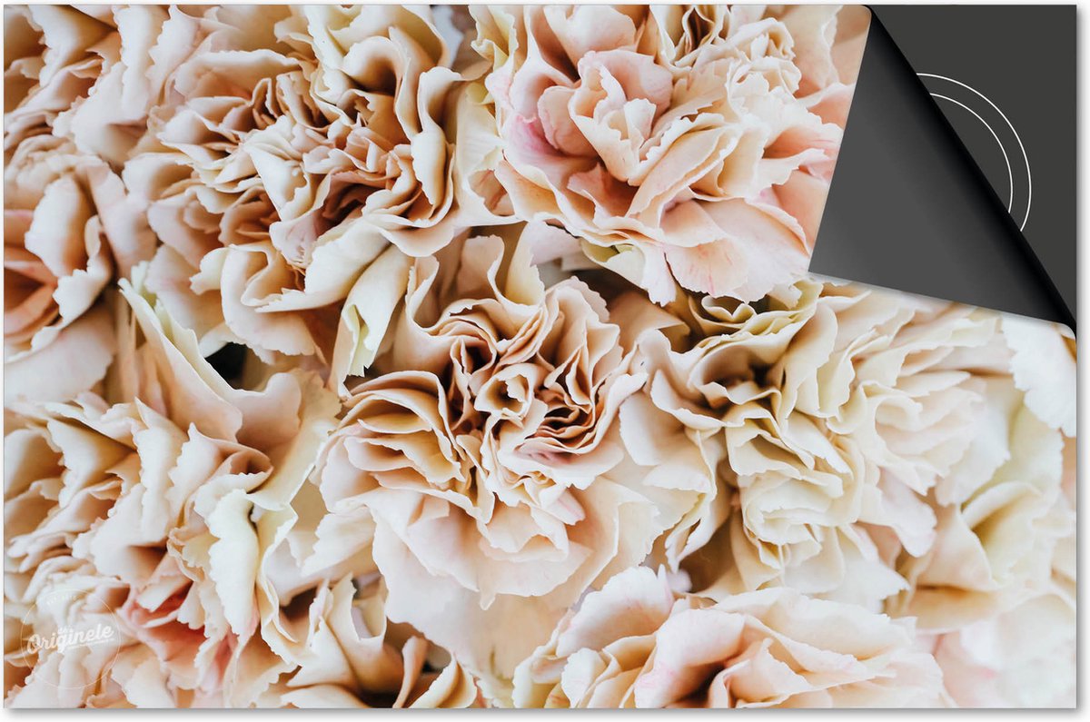 Inductie beschermer 81x52 - afdekplaat inductie mat - Dietrix Kookplaat beschermer - Base - Flowers 10 - Pioen lichtroze