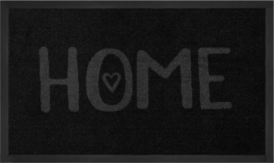 Deurmat Lovely Home - Antraciet/grijs - wasbaar 30°C 45x75 cm