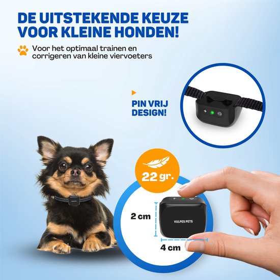 Vulpes Goods® Anti Blafband Mini - Opvoedingshalsband Zonder Schok - Anti Blaf Apparaat voor Kleine Honden - Waterdicht - Oplaadbaar - Vibratie en Audio