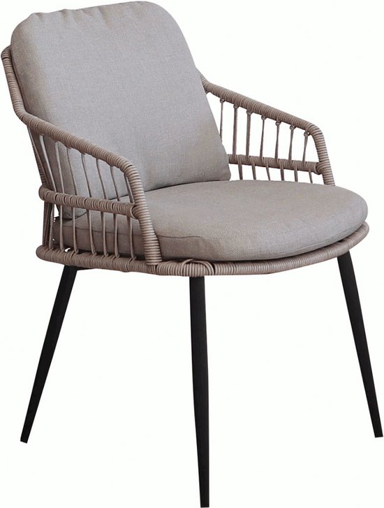 Chaise de jardin à manger Isabel | Sable / Noir | Corde