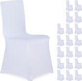 Relaxdays 20x stoelhoezen - witte stoelhoes rekbaar - stoelhoezenset - meubelhoes stoel