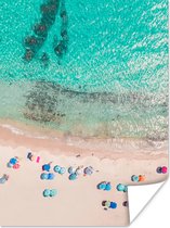 Poster Mer - Plage - Eté - Parasols - Blauw - 120x160 cm XXL