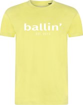 Heren Tee SS met Ballin Est. 2013 Regular Fit Shirt Print - Geel - Maat L