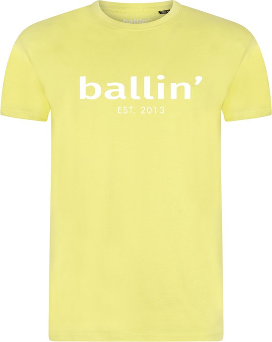 Heren Tee SS met Ballin Est. 2013 Regular Fit Shirt Print - Geel - Maat L