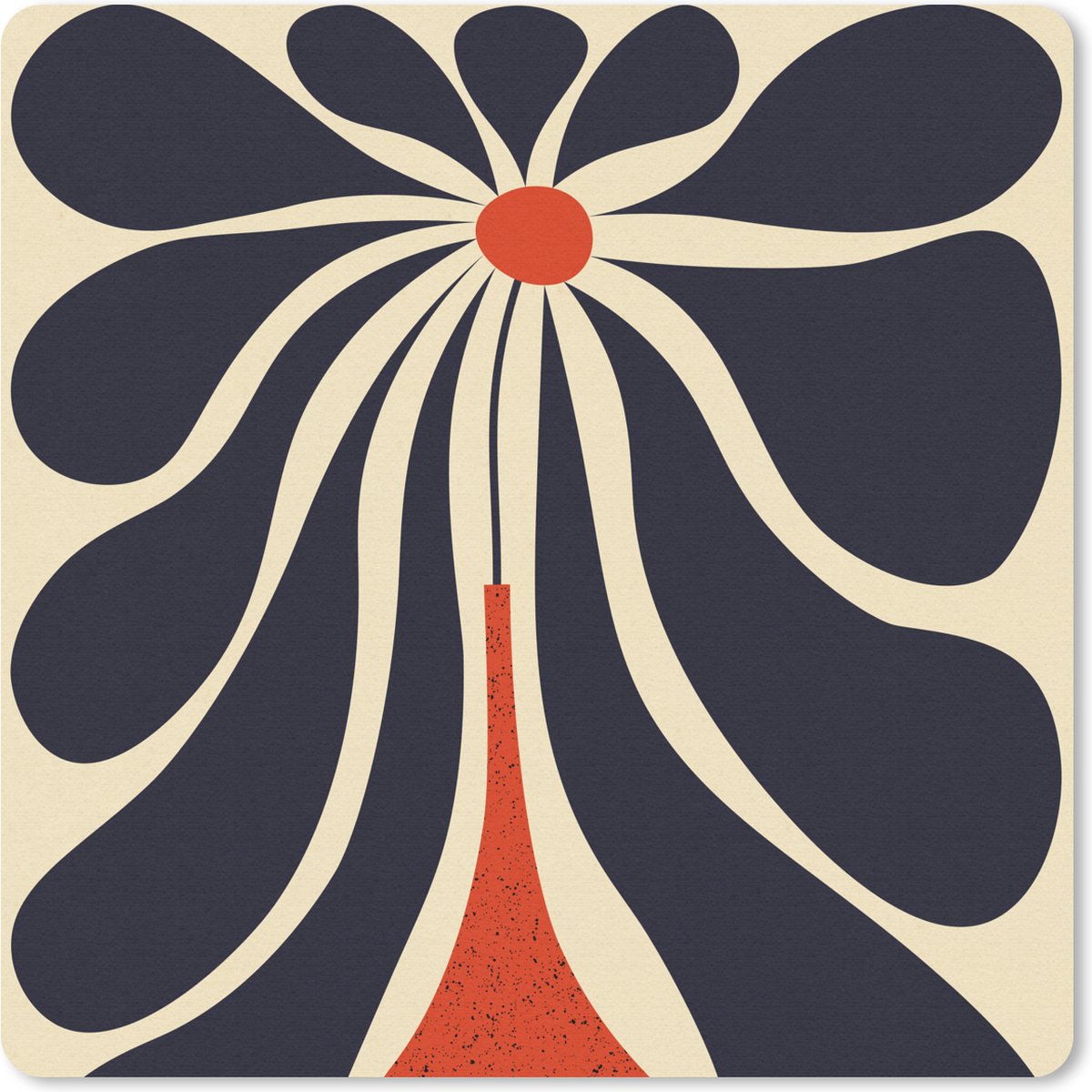 Muismat 20x20 cm - Mousepad Bloemen - Vaas - Plant - Rood - Muismatten