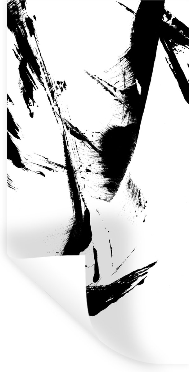 Muurstickers - Sticker Folie - Verf - Zwart - Abstract - 80x160 cm - Plakfolie - Muurstick