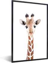 Fotolijst inclusief poster - Fotokader Giraffe - Photo frame kinderen - Posterframe - Posterlijst voor jongens en meisjes - Zwarte lijst 40x60 cm - Fotolijstje dieren - Fotolijsten kids - Jungle kinderkamer - Muurdecoratie slaapkamer