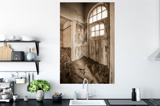 Stickers muraux - Film autocollant - Maison - Sable - Porte - Architecture - 80x120 cm - Film adhésif - Stickers muraux chambre d'enfant - Papier peint autocollant - Papier peint autocollant - Film autocollant