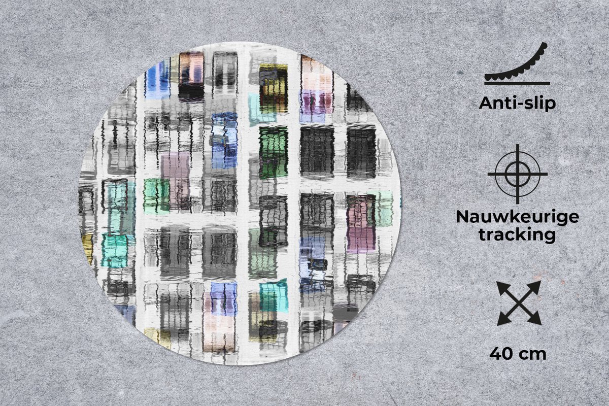 Muismat rond 40x40 cm - Mousepad Deuren - Kleurrijk - Abstract - Ronde muismatten