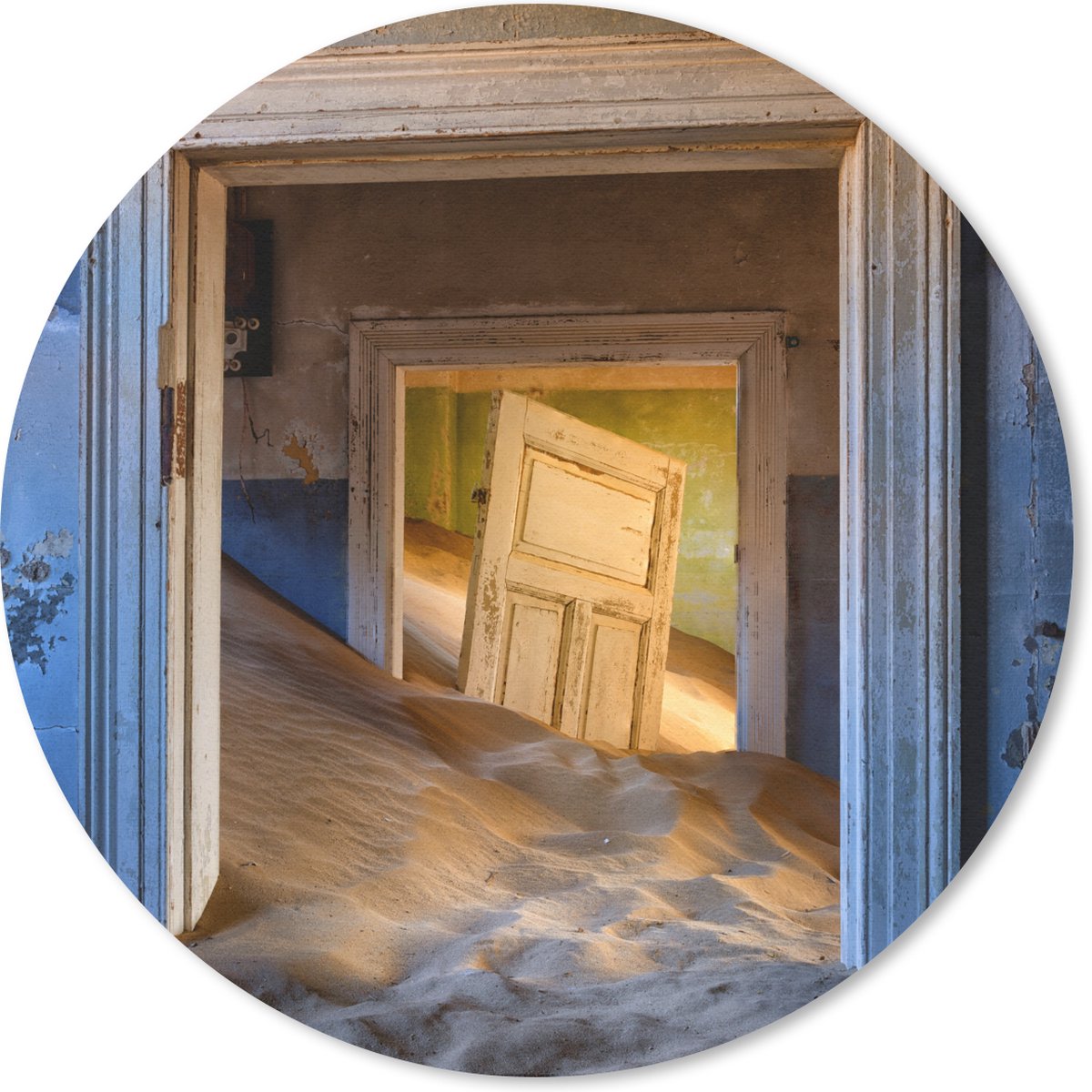Muismat rond 30x30 cm - Mousepad Architectuur - Zand - Woestijn - Deur - Ronde muismatten