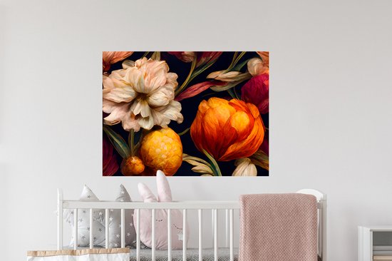 Stickers muraux - Film autocollant - Fleurs - Plantes - Couleurs - Wit - 80x60 cm - Film adhésif - Stickers muraux Chambre d'enfant - Papier peint autocollant - Papier peint autocollant - Film autocollant