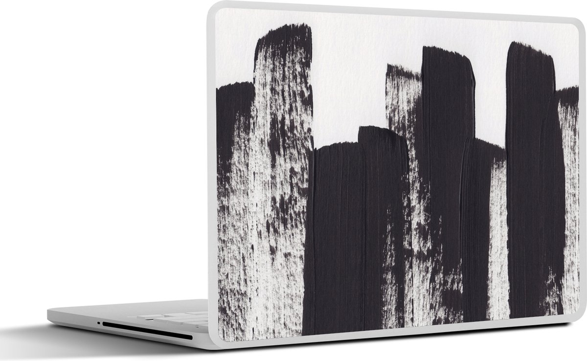 Laptop sticker - 10.1 inch - Verf - Abstract - Zwart - Wit - 25x18cm - Laptopstickers - Laptop skin - Cover