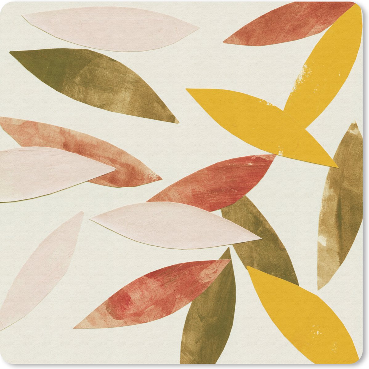 Muismat 20x20 cm - Mousepad Bladeren - Planten - Kleuren - Pastel - Muismatten