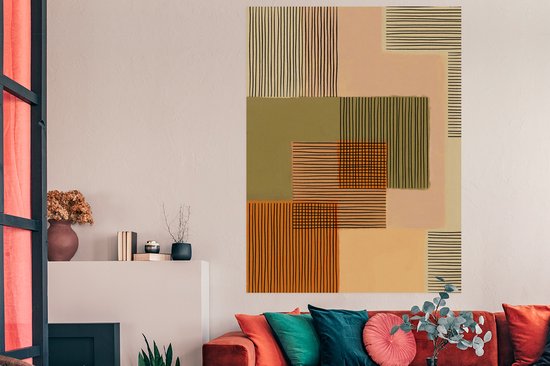 Poster Abstract - Lijnen - Kubus - Patchwork - 120x160 cm XXL