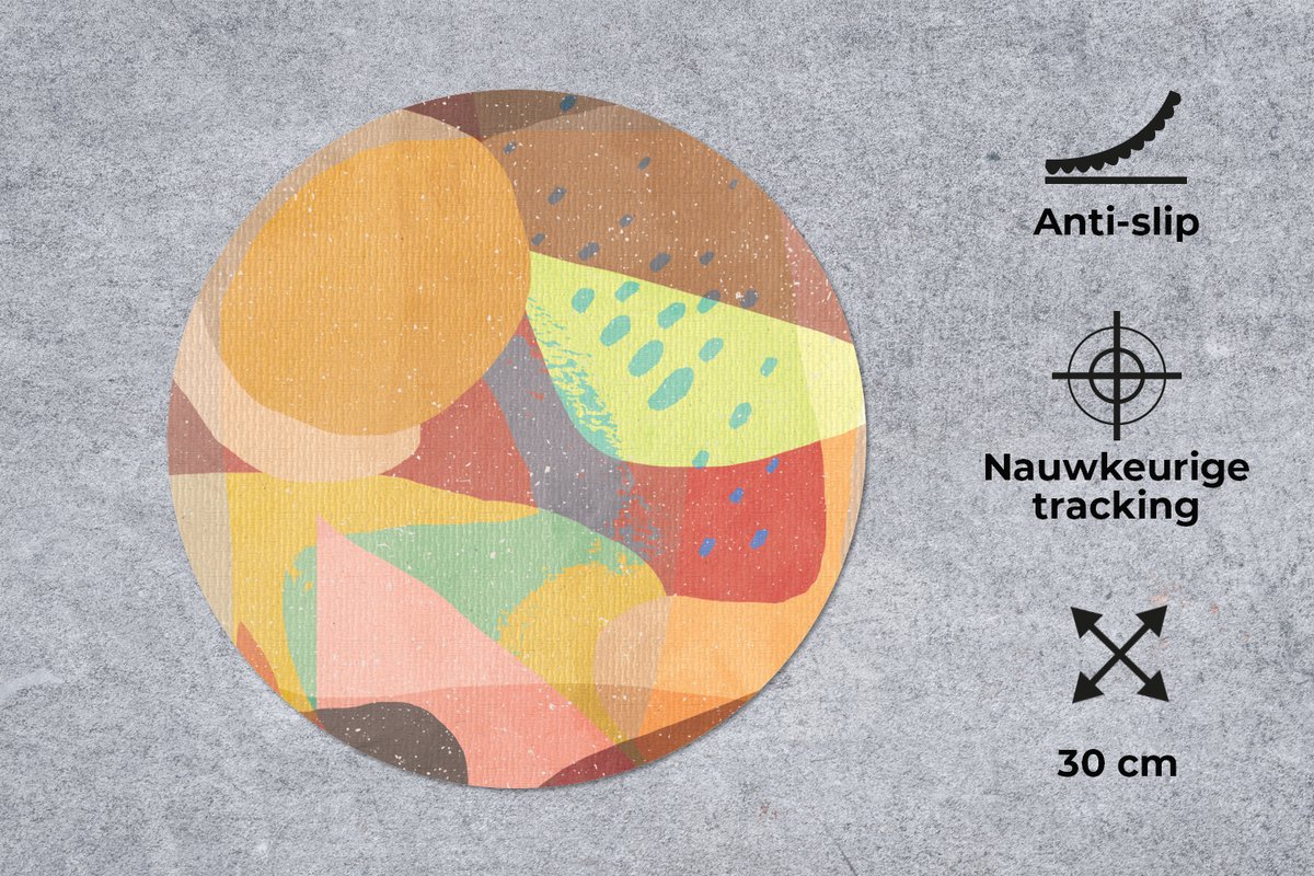 Muismat rond 30x30 cm - Mousepad Abstract - Kunst - Regenboog - Pastel - Ronde muismatten