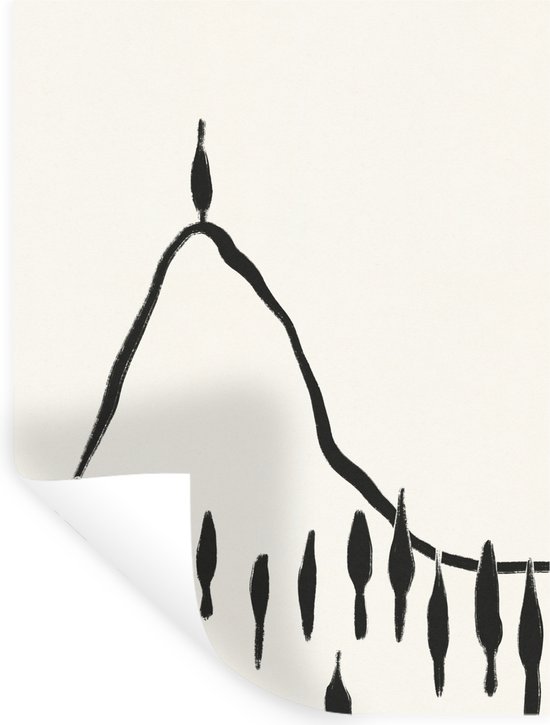 Stickers muraux - Film autocollant - Abstrait - Zwart - Wit - Paysage - 90x120 cm - Film adhésif - Stickers muraux Chambre d'enfant - Papier peint autocollant - Papier peint autocollant - Film autocollant