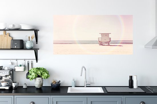 Muurstickers - Sticker Folie - Strand - Hut - Zon - Zee - Zomer - 120x60 cm - Plakfolie - Muurstickers Kinderkamer - Zelfklevend Behang - Zelfklevend behangpapier - Stickerfolie