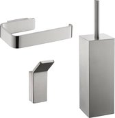 Villeroy & Boch Elements Striking handdoekenrek, handdoekhouder met plank voor wandmontage, handdoekenrek met handdoekstang, lengte 595 mm, vierkant, chroom