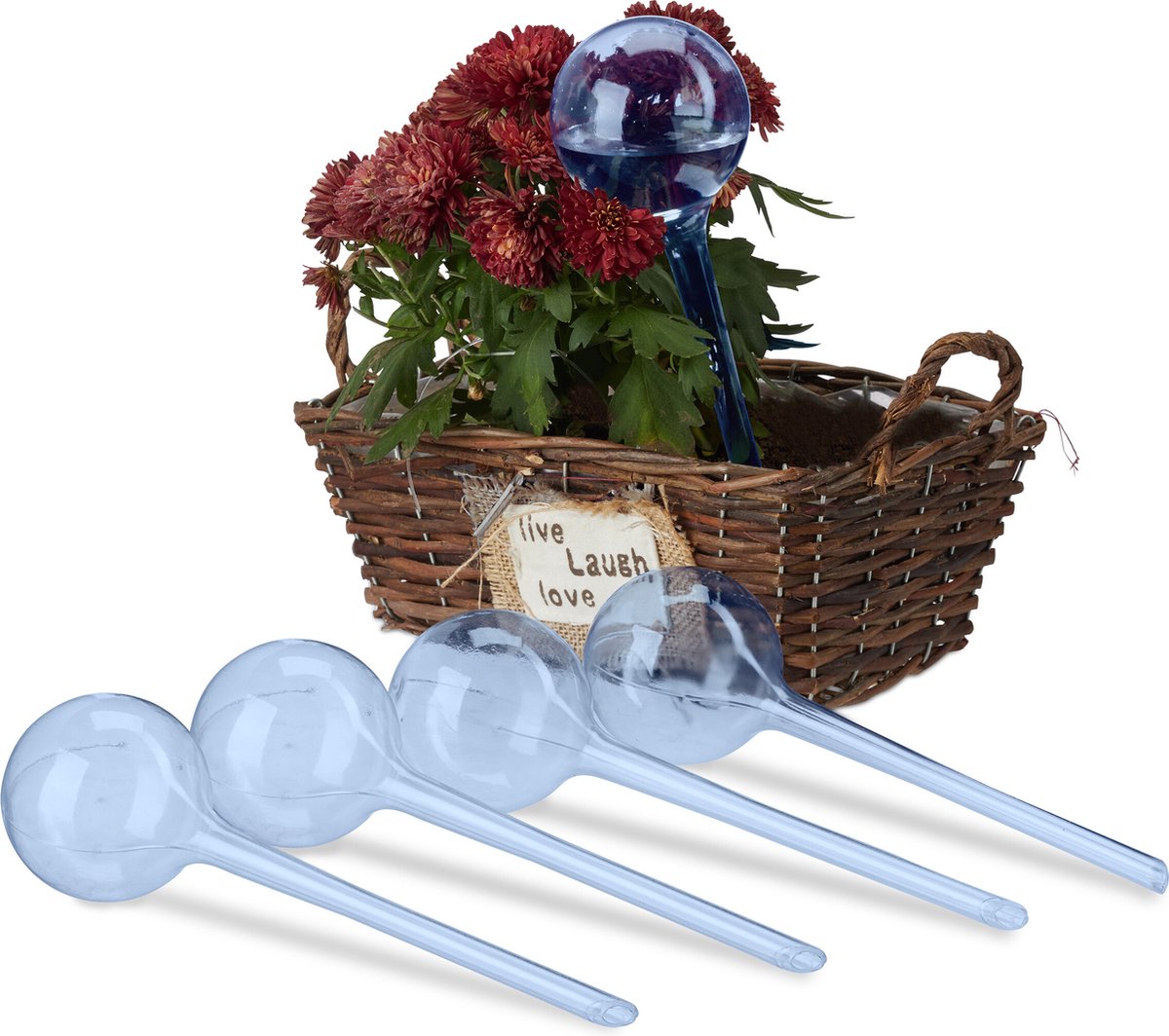 waterdruppelaar - set van 5 - 28 x 8 cm - kamerplanten - 250 ml - kunststof - blauw