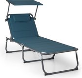 Chaise longue Blumfeldt Amalfi | 70 x 37 x 200 cm | pare-soleil réglable | surface de couchage rembourrée | dossier 5 positions | tuyaux en acier | imperméabiliser