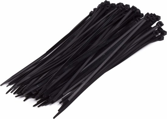 Een bundel zwarte kabelbinders, 2.5x100mm, 100 stuks.