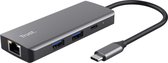 Trust Dalyx - USB C Hub - 6 poorten - 4K HDMI - Ethernet - USB A - USB C - Zilver