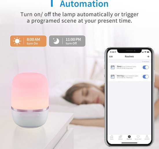 Meross Homekit Smart Omgevingslicht, Wifi Led Nacht Licht Voor Slaapkamer Nacht Rust, Dimbare Bedlampje, werkt Met Siri,Alexa,Google Assistent